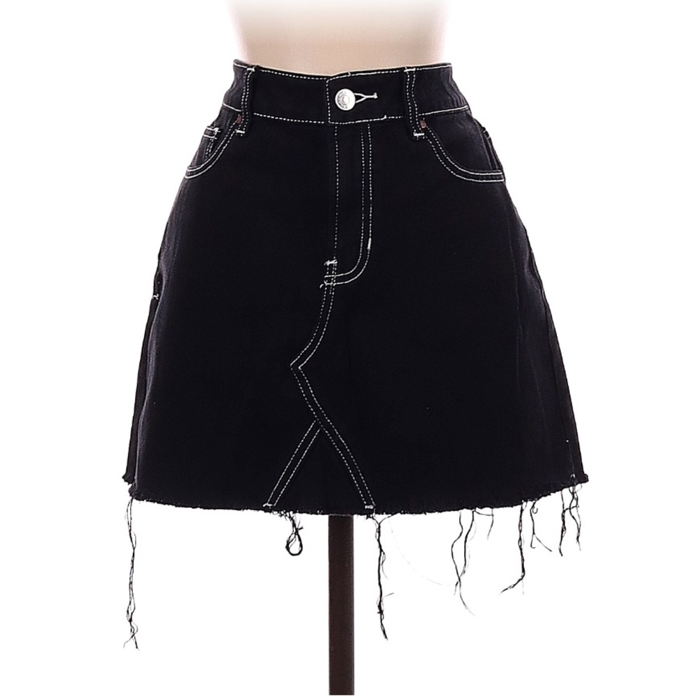 Pacsun black contrast denim skirt